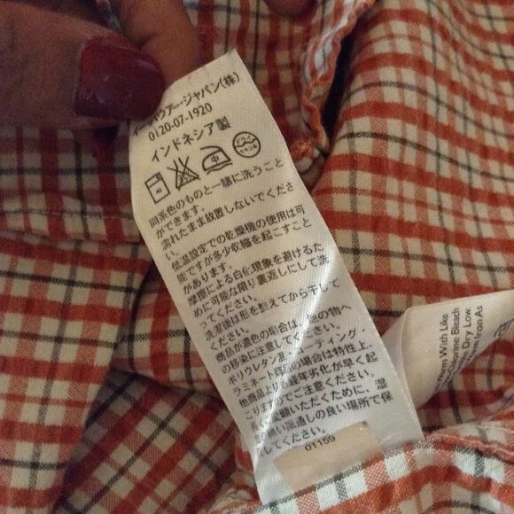 Eddie Bauer Orange Plaid Checkered Button Down Short Sleeve Men Shirt Medium - Picture 13 of 15